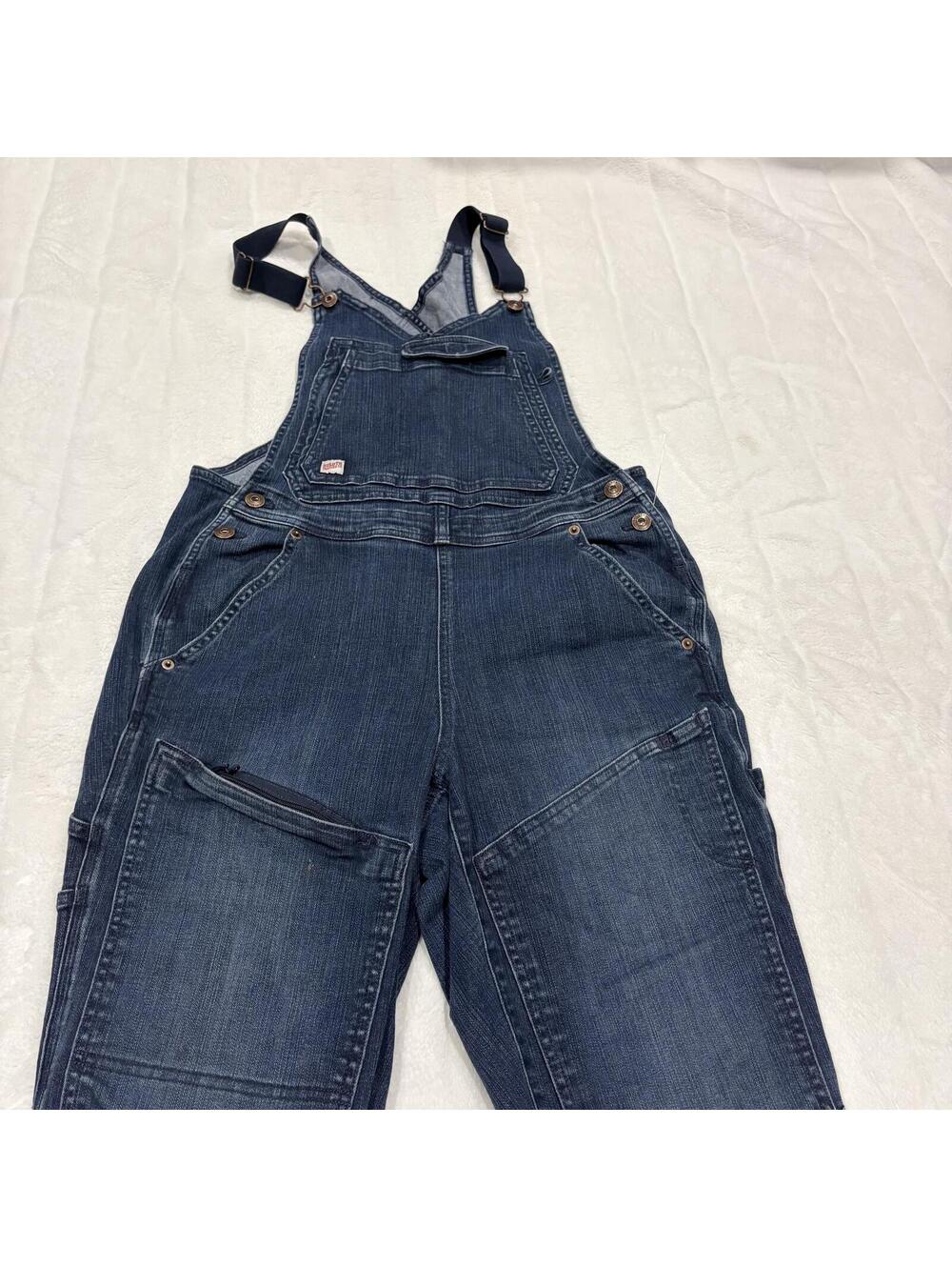Duluth Trading Co Denim Bib Overalls Women 10 Regular Cotton Blend Blue Workwear - Picture 2 of 8
